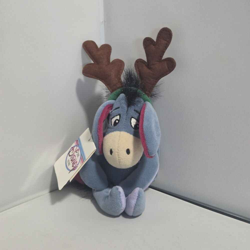 Disney Store Mini Bean Bag REINDEER EEYORE 9" Plush Stuffed Animal